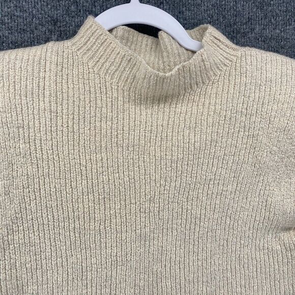 BABATON Sweater Womens M Merino Wool Mock Neck Crop Sleeveless Ecru Quiet Luxury - Picture 2 of 9